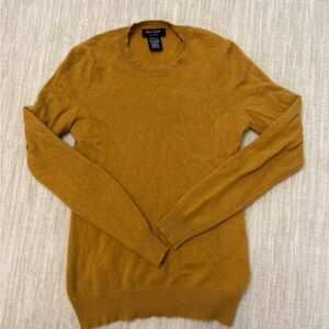 100% Cashmere Mustard Yellow Crew Neck Sweater